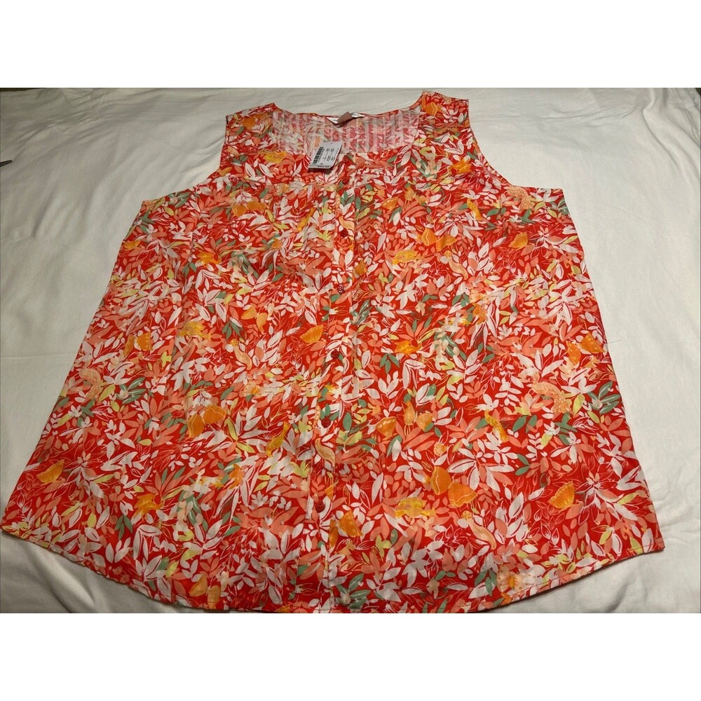 Women’s Boho Christopher & Banks Coastal Grandma Floral Tank Top NWT Sz XL